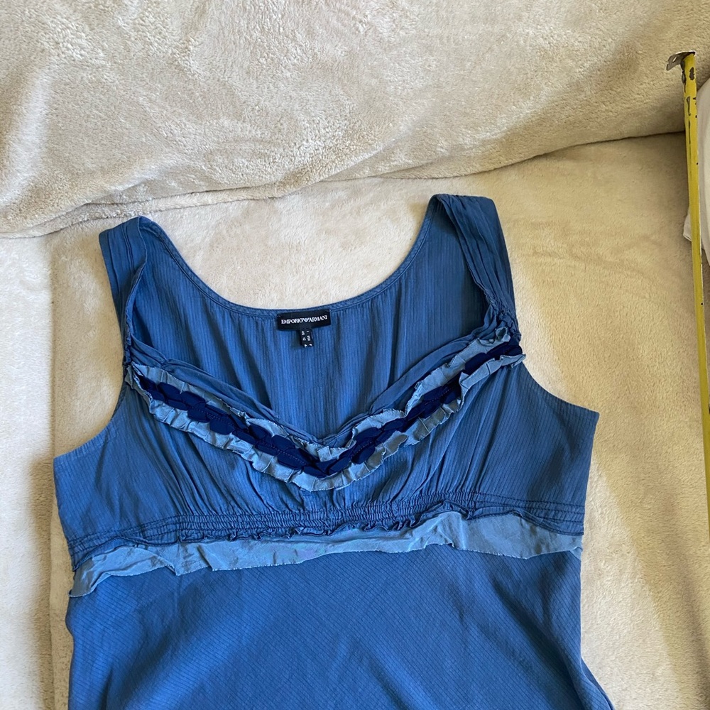 Emporio Armani I-46 US12 blue cotton top Italy - Picture 4 of 8